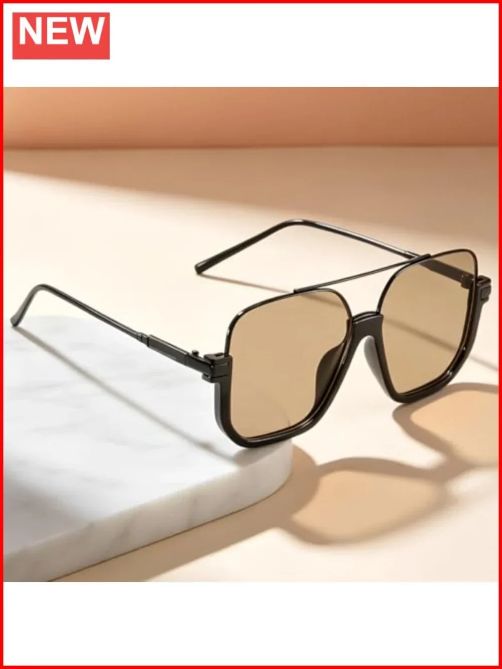 Oversized Aviator Sunglasses Retro Vintage UV400 Square Double Bridge Pilot